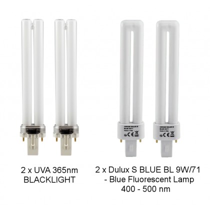 Aldente Luxomat D - UV-A Lamp Replacement Set (2 x Blue 9W/71 UVA / 2 x Standard UV-9W-L)- SPAREPART - Set of 4